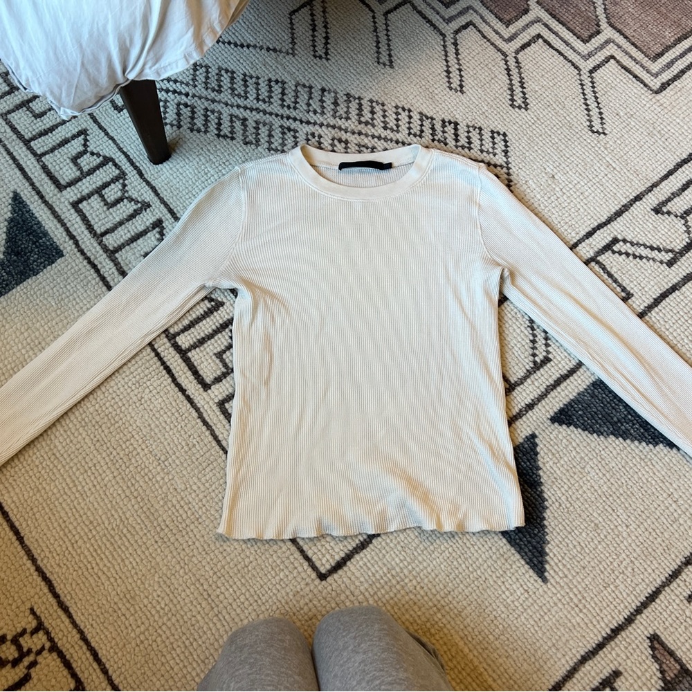 Jenni Kayne Cream Thermal Long Sleeve Shirt size XS